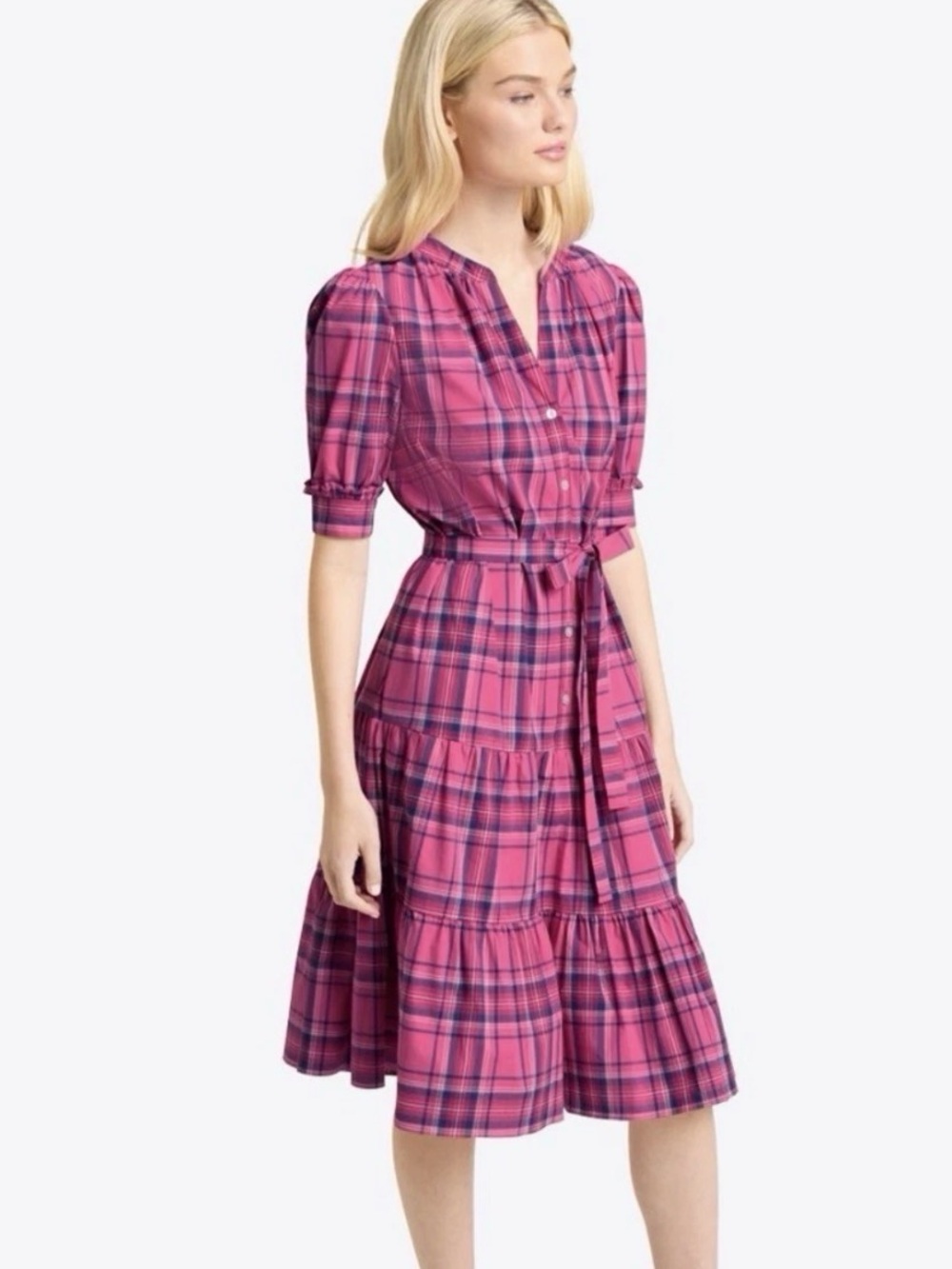 Draper James Loretta Shirt Dress in Pink Angie Plaid Size XXL 2XL Preppy Fall